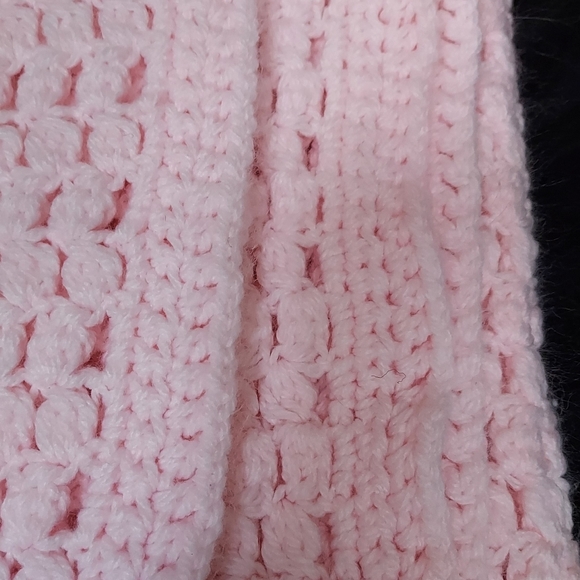 Pink Handmade Crocheted Baby Crib Stroller Blanket Afghan - Picture 2 of 6